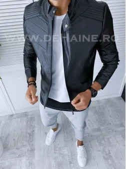 Geaca barbati neagra piele ecologica B2840 D0-2